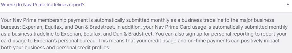 Nav Prime Tradeline