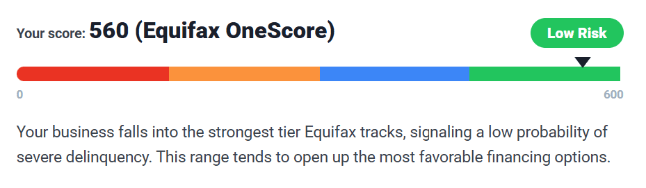 equifax business score range